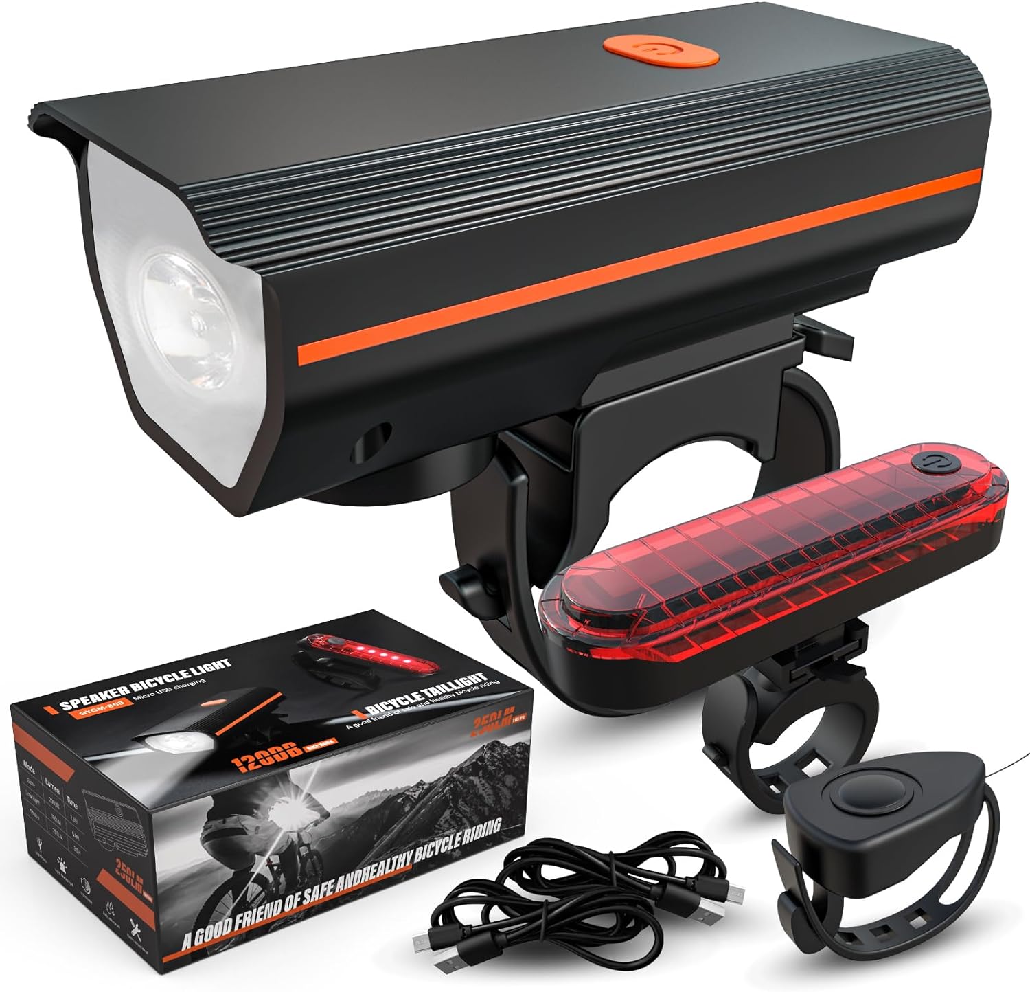 Rechargeable Bike Lights with Electric Bell