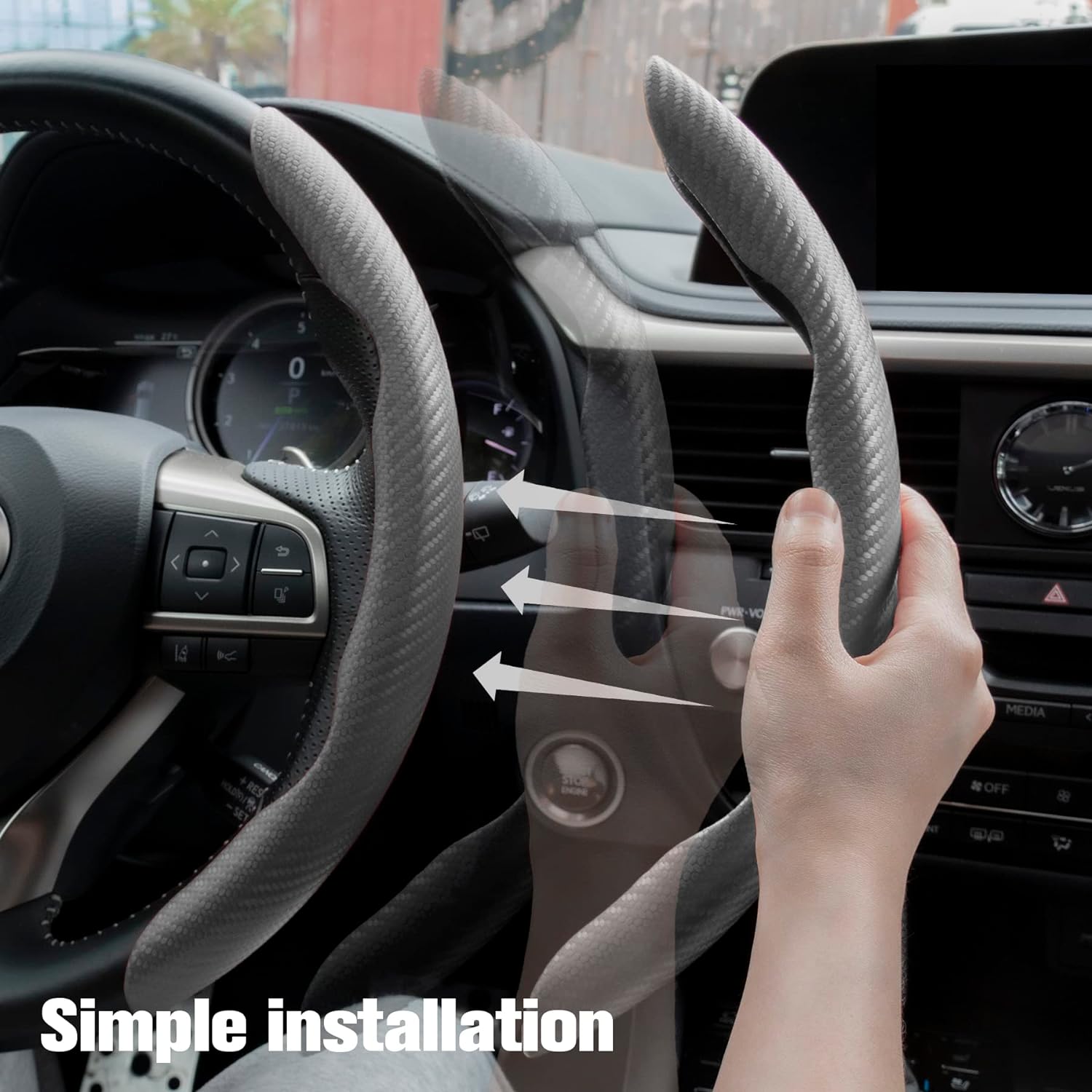 Car Carbon Fiber Anti-Skid Steering Wheel Cover
