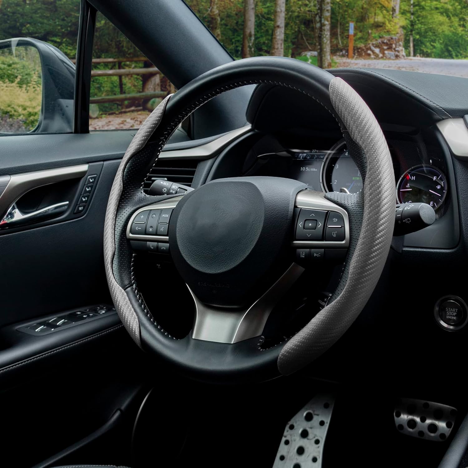 Car Carbon Fiber Anti-Skid Steering Wheel Cover